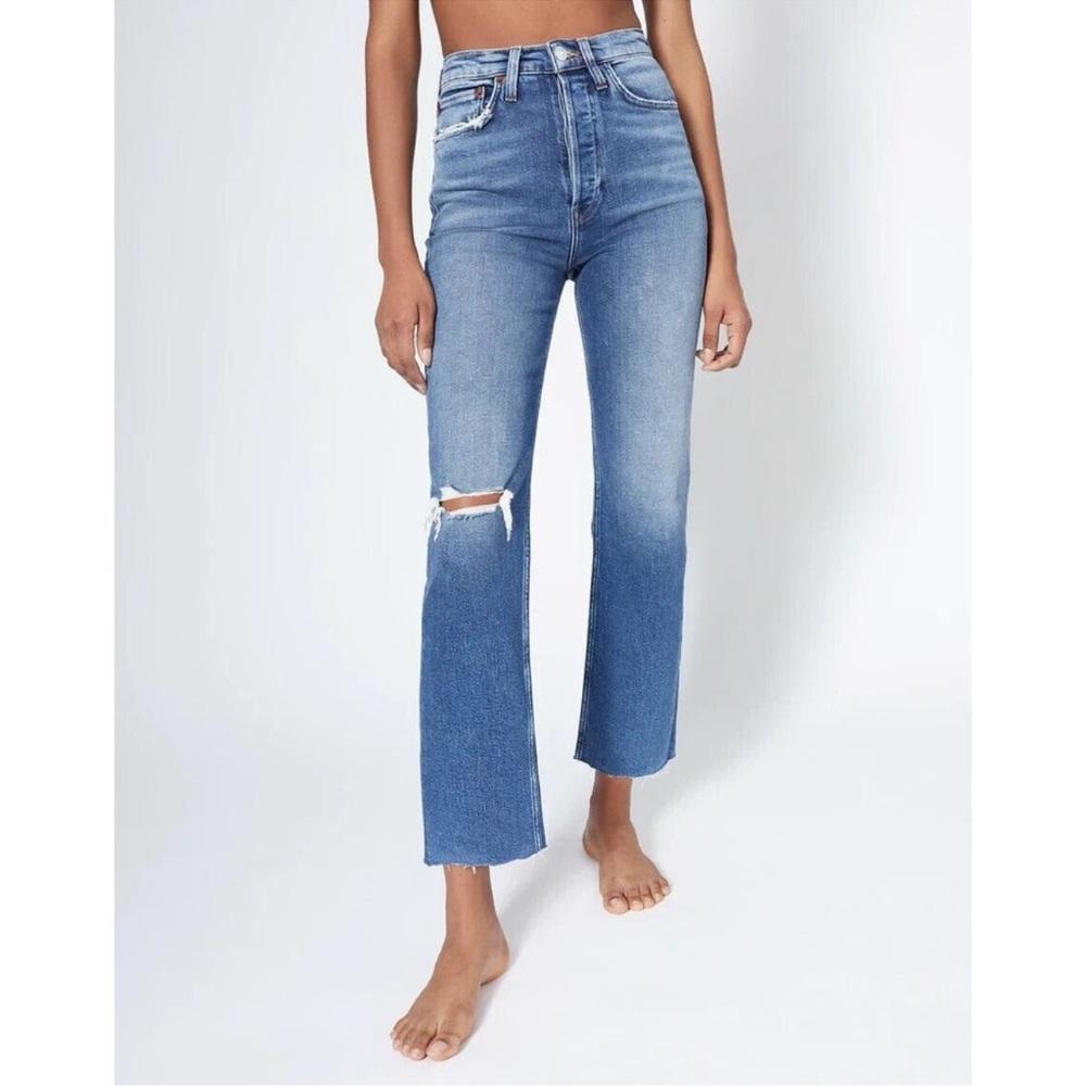Re/Done Jeans 70s Ultra High Rise Stove Pipe Jeans Size 25